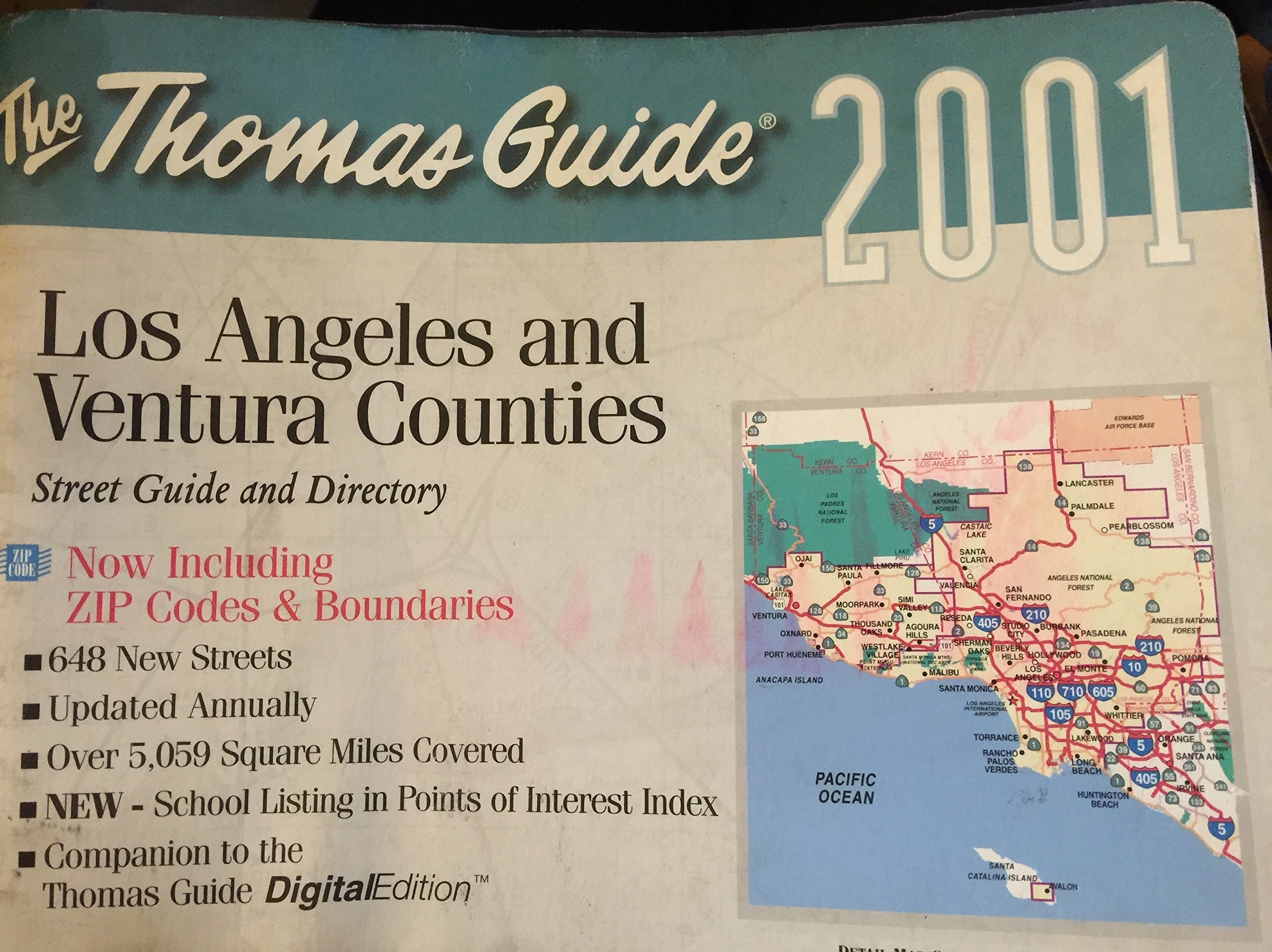 A 2001 Thomas Guide atlas for Los Angeles and Ventura Counties 