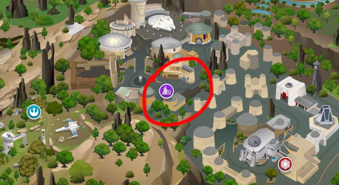 map of Batuu with Black Spire circled