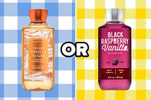 An image of Warm Vanilla sugar body lotion next to an image of Black Raspberry Vanilla body lotion