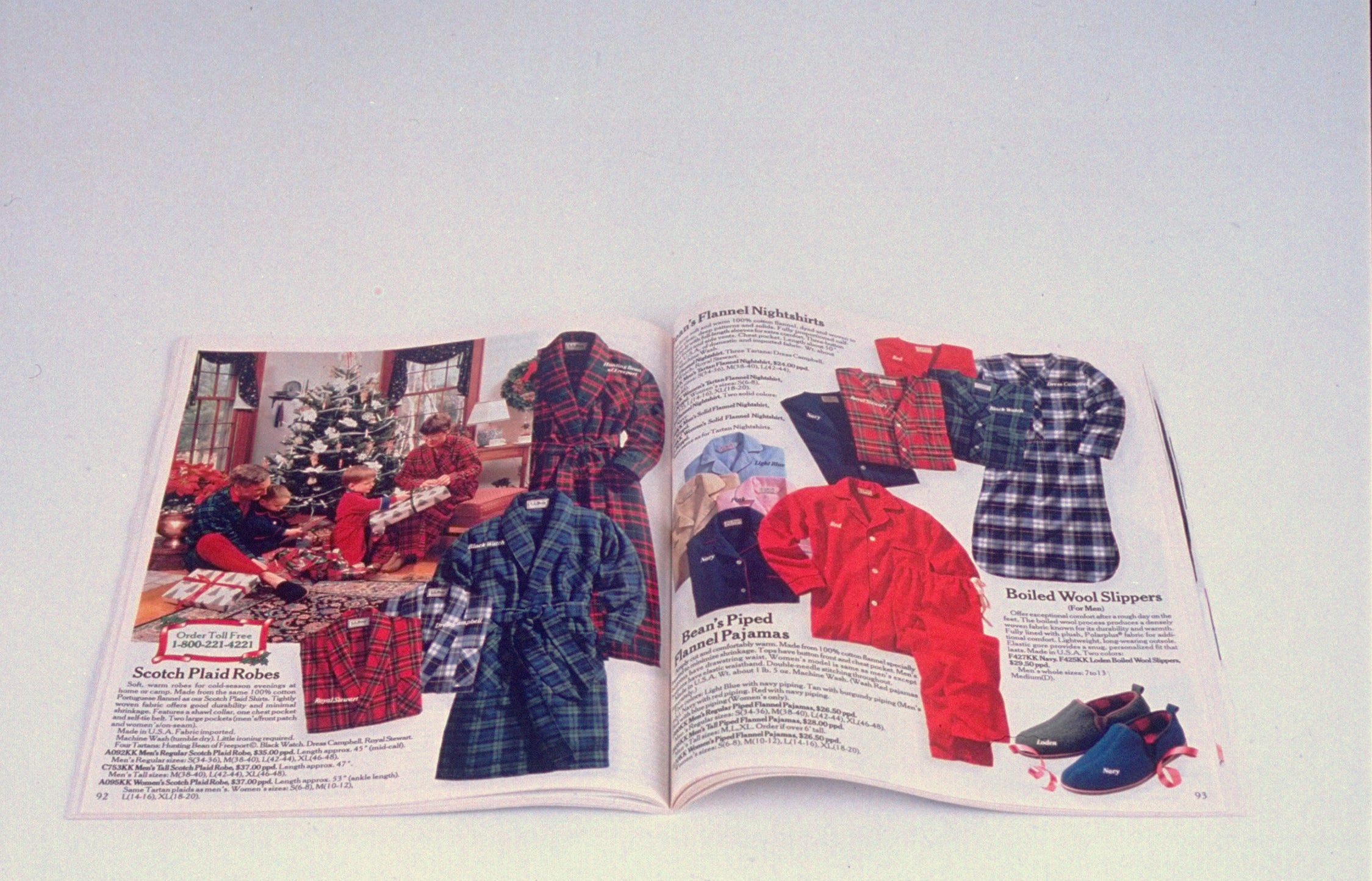 An L.L. Bean catalog opened to the PJs page