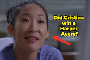 Cristina Yang next to the text "Did Cristina win a Harper Avery?"