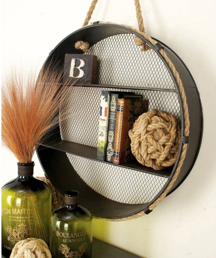 The shelf hanging on a wall