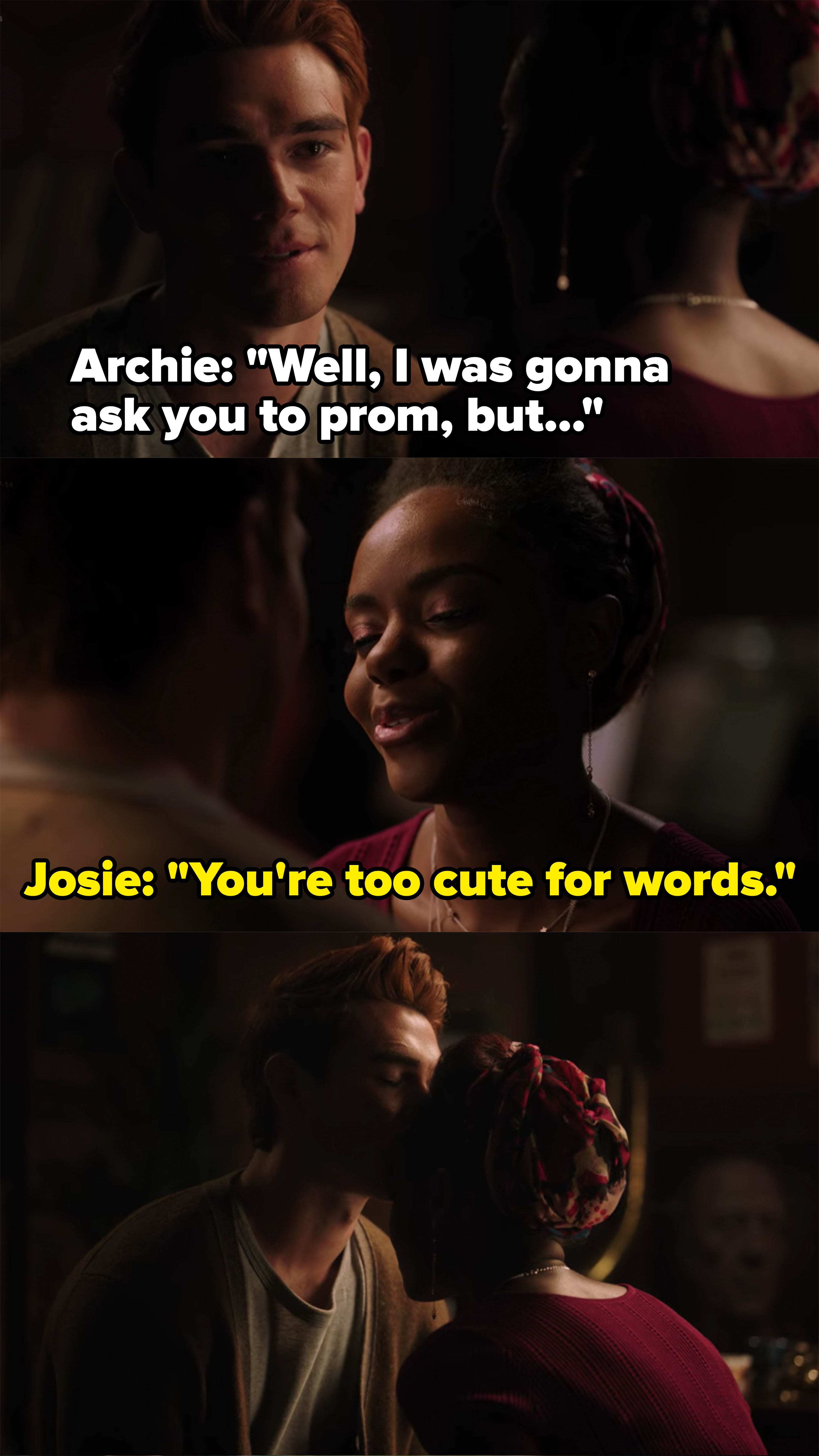 Archie kisses Josie&#x27;s forehead and lets her go