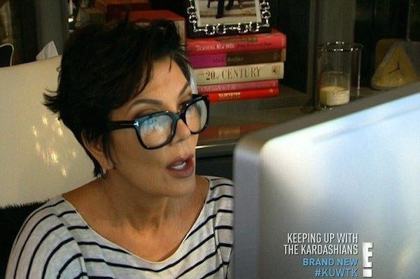 Kris Jenner reading something on a computer screen