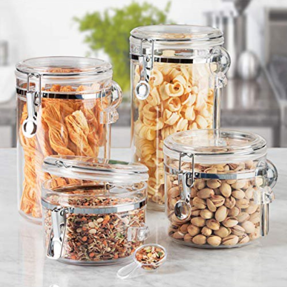 Four acrylic canister with metal latches