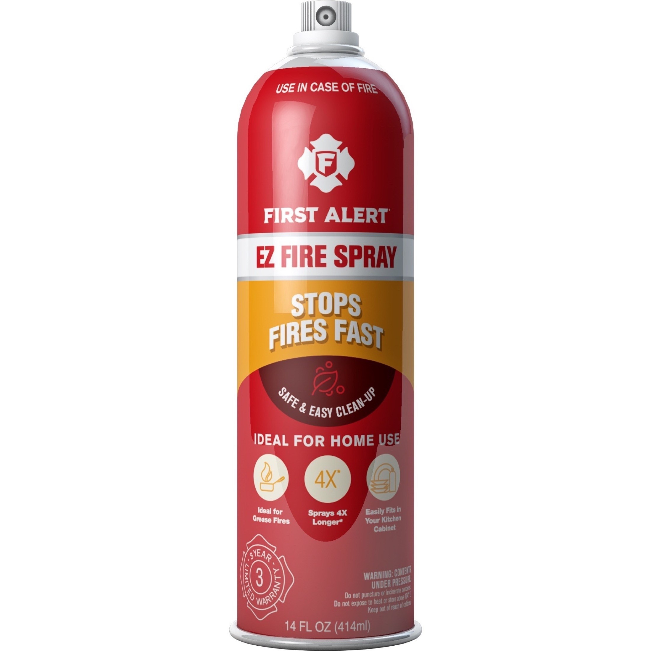 red aerosol can of first alert ez fire spray