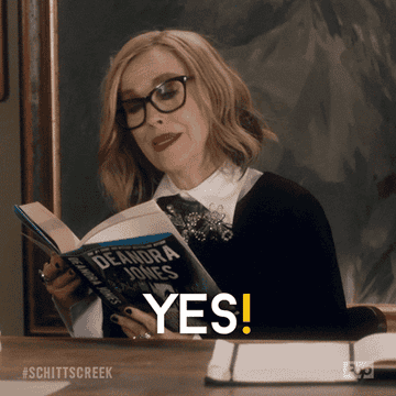 Gif of Moira Rose from &quot;Schitt&#x27;s Creek&quot; saying yes