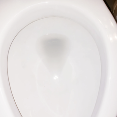 the same toilet bowl looking completely white and clean 