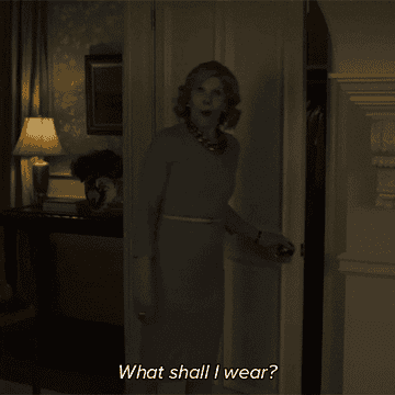 Character from The Good Fight opening closet and saying &quot;What shall I wear?&quot; 