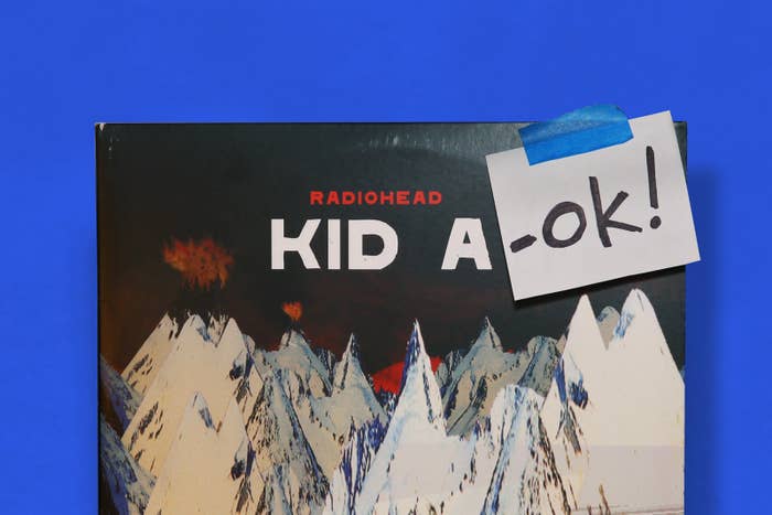 The album &quot;Kid A&quot; by Radiohead has a note that adds a suffix &quot;OK!&quot; after the title, reading &quot;Kid A-OK!&quot;