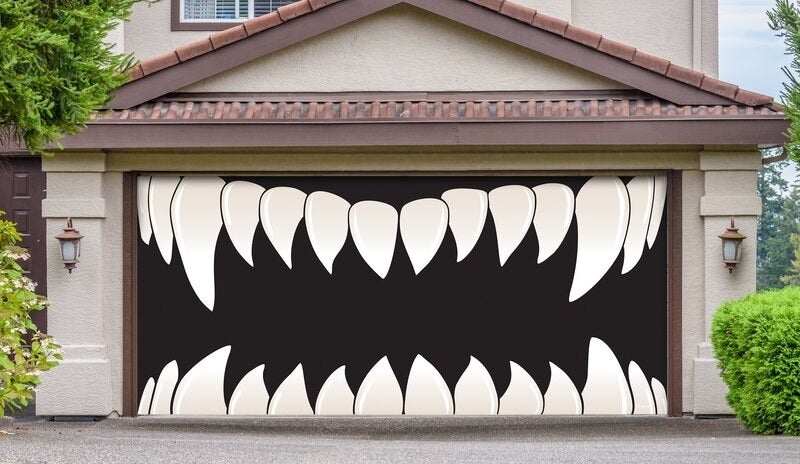 The mural placed on a large garage door