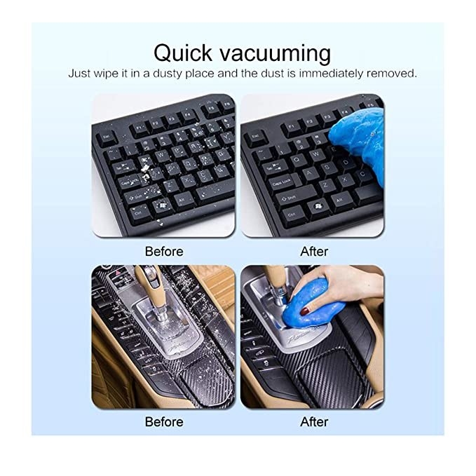 Cleaning jelly being used to clean keyboard and car interiors