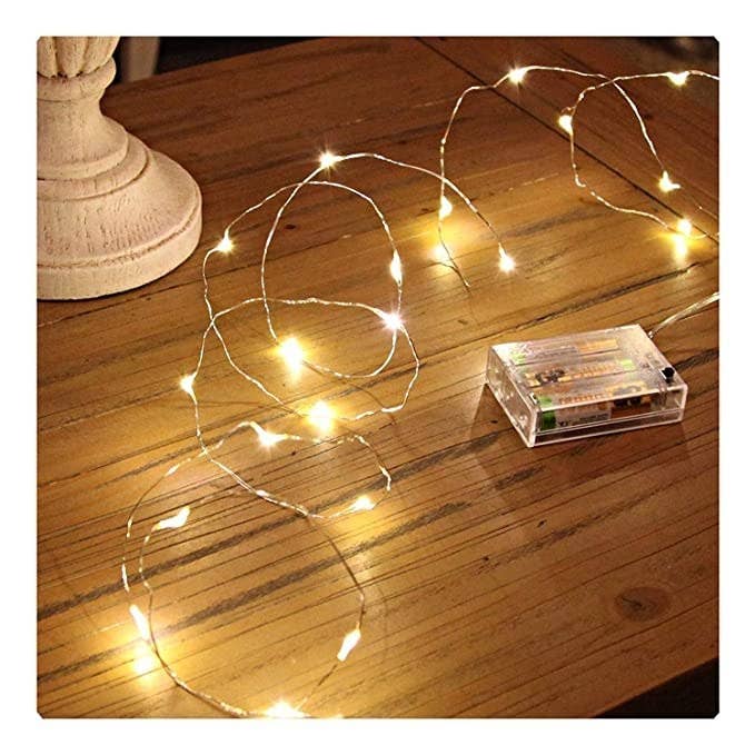 Warm yellow string fairy lights.