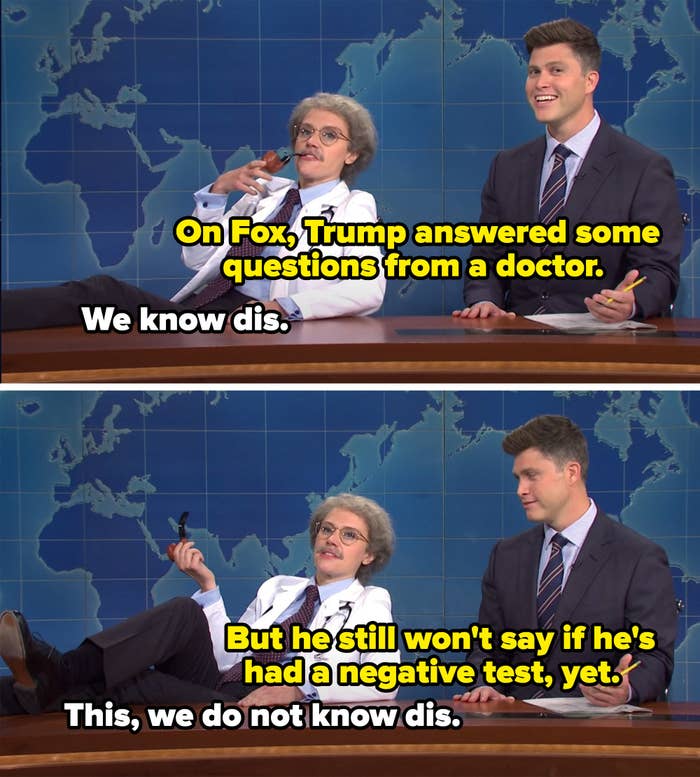 Doctor saying &quot;we know this&quot; to Trump answering question from a doctor on Fox and &quot;we don&#x27;t know this&quot; about if he&#x27;s tested negative&quot;