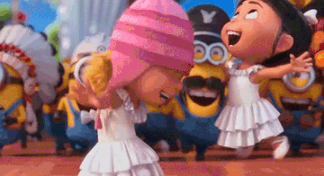 Gif of girl from Despicable Me hugging her sister and saying &quot;I&#x27;m so happy&quot;