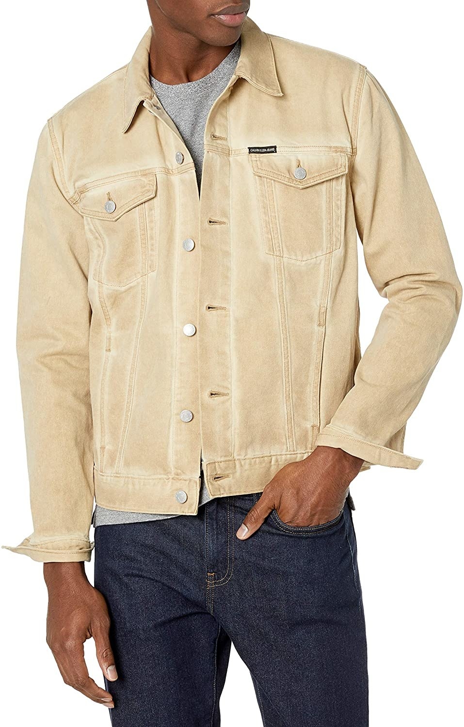 Model in the beige jacket