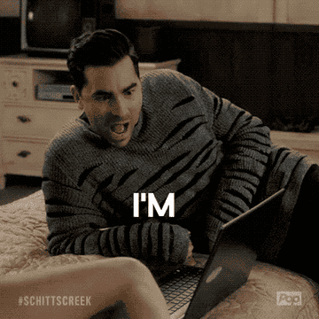 GIF of David from Schitt&#x27;s Creek saying I&#x27;m obsessed with this