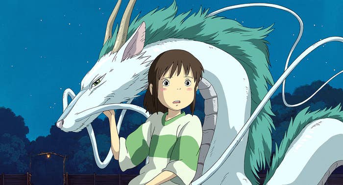 Chihiro and Haku in dragon form from "Spirited Away"