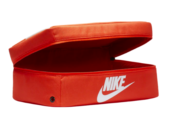 Orange shoebox sized bag with Nike logo 