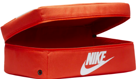 Orange shoebox sized bag with Nike logo 