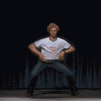 Napoleon Dynamite dancing on stage