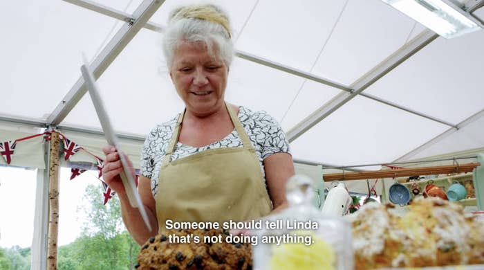 "Someone should tell Linda that's not doing anything," Lottie says as Linda attempts to cool down her loaf.
