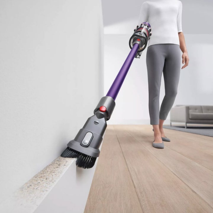 The purple and gray Dyson vacuum