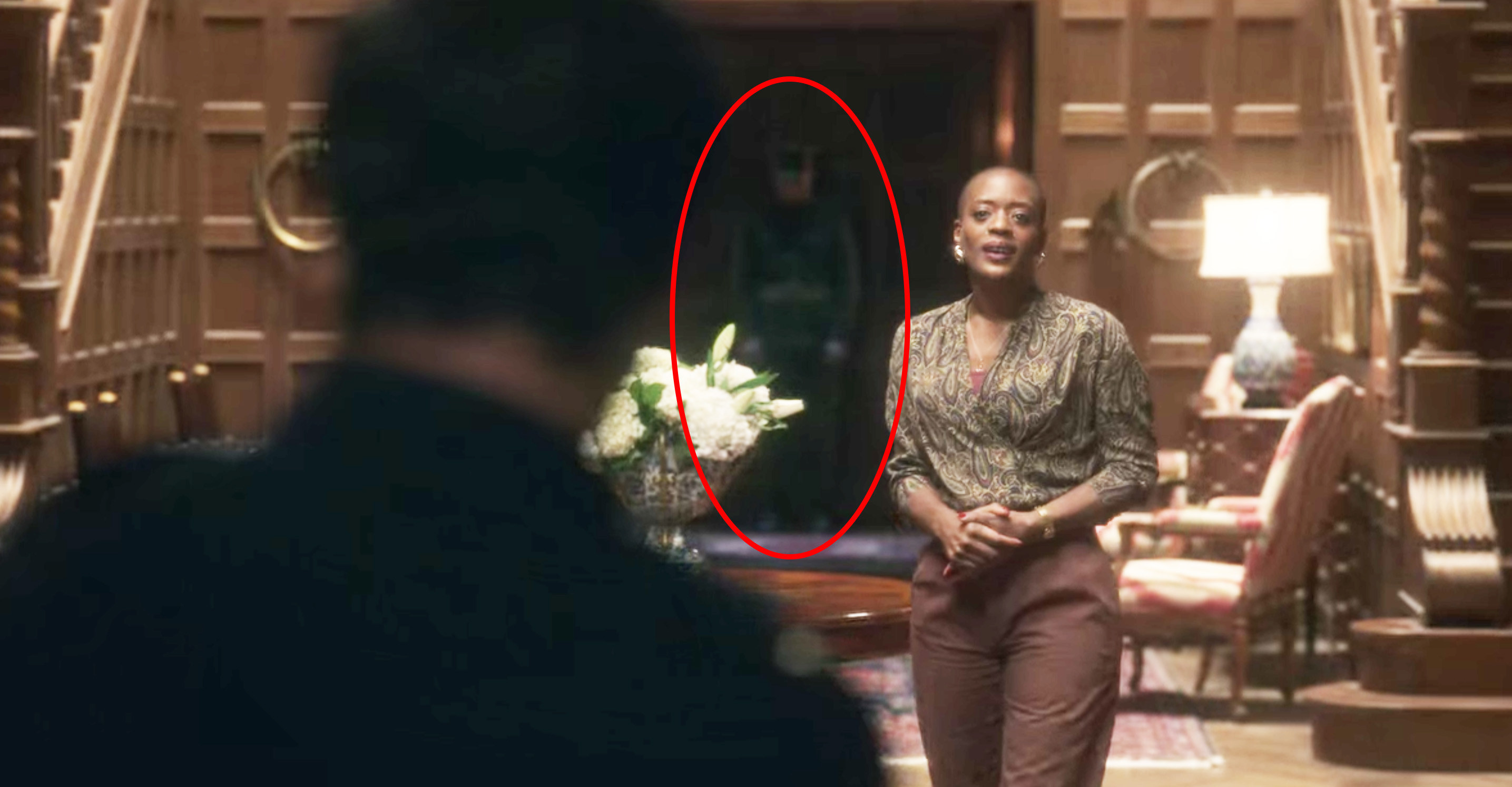 The soldier ghost standing behind Hannah