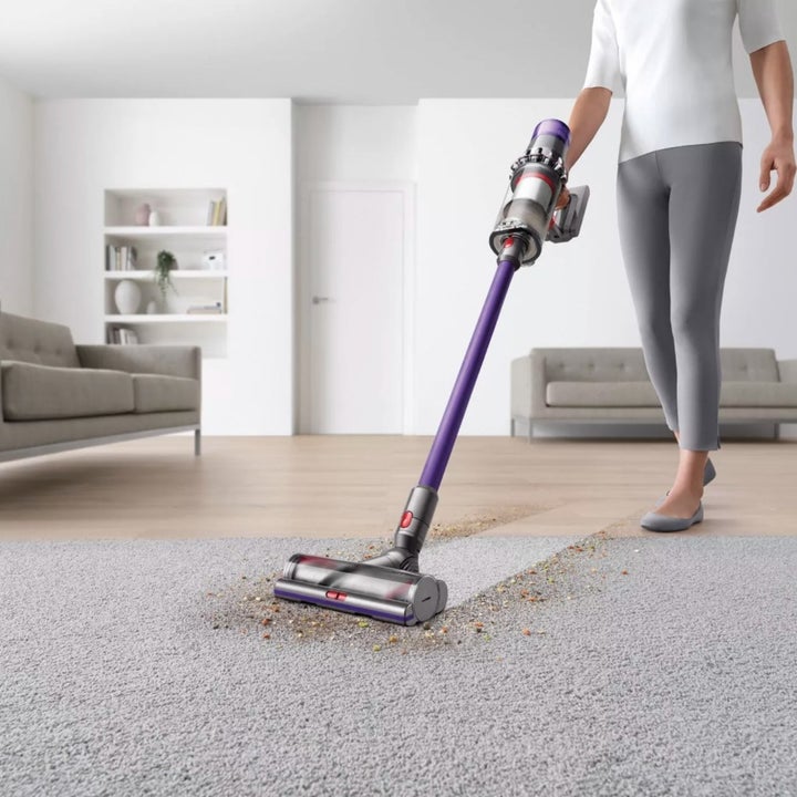 The purple and gray Dyson vacuum
