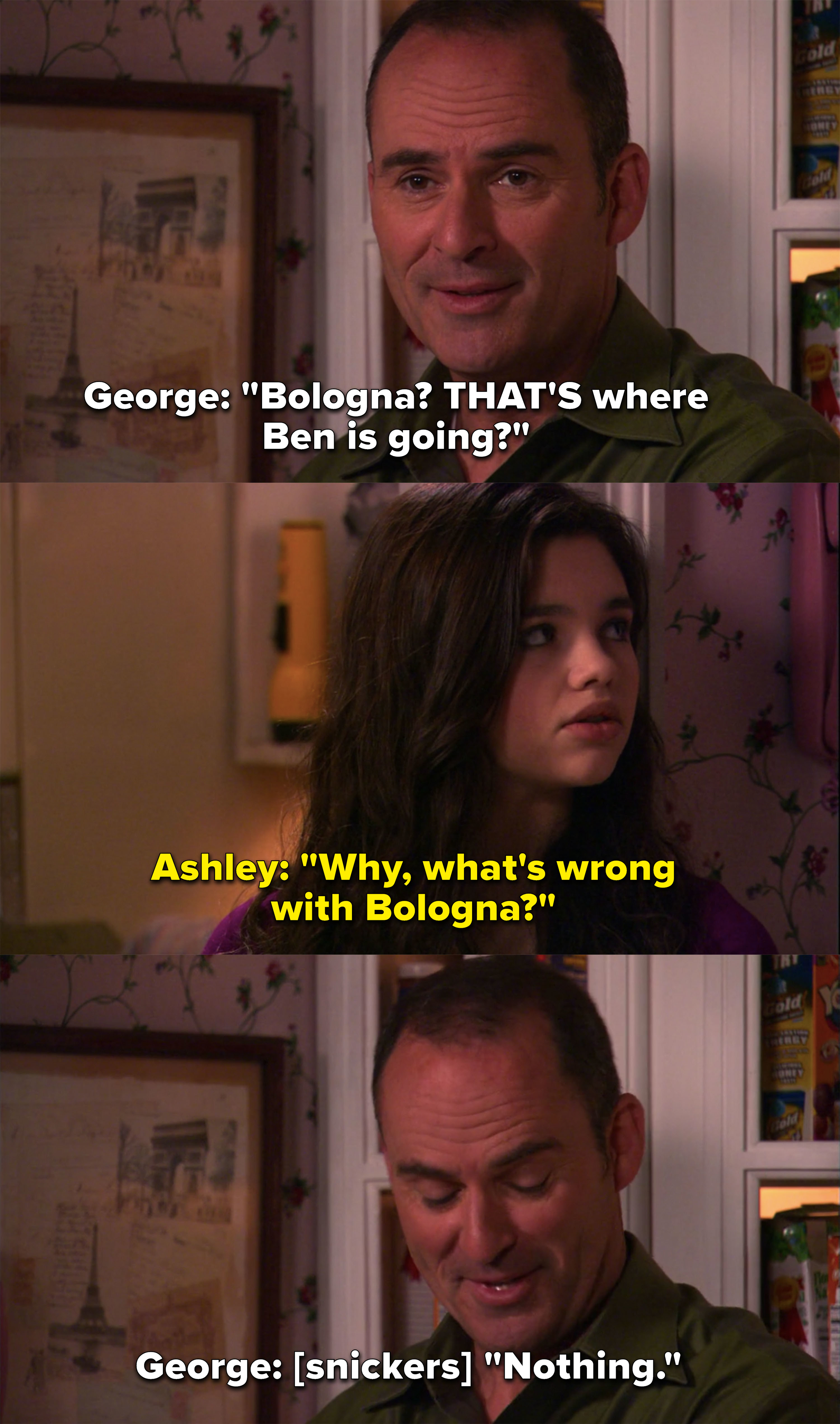 Ashley asks what&#x27;s wrong with Bologna and George snickers