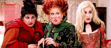 A GIF of the Sanderson Sisters looking surprised 