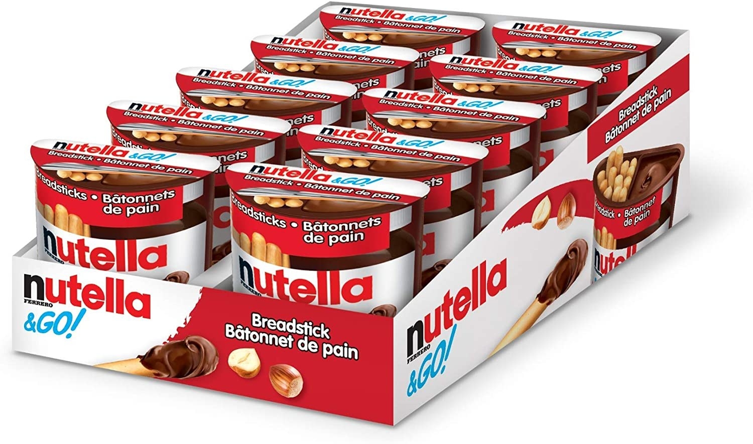 A pack of ten Nutella and Go snack packs