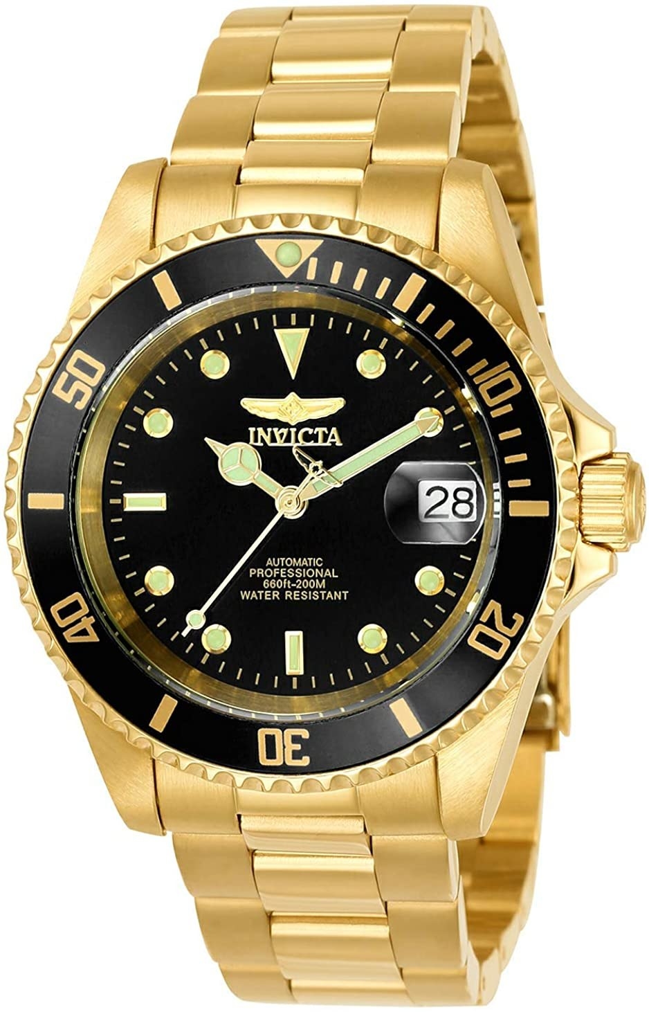 A black and gold Invicta watch