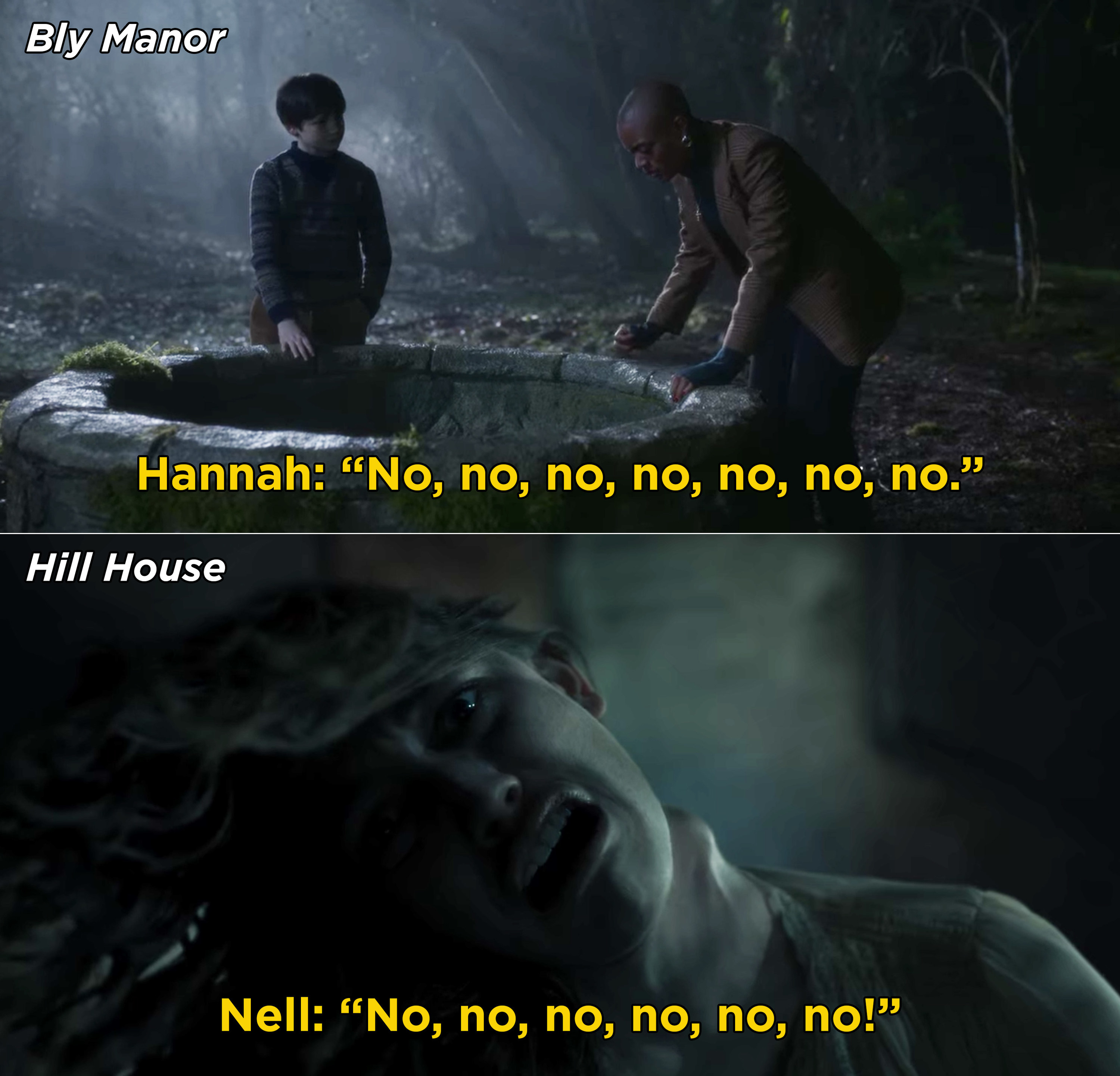 Both Nell and Hannah saying, &quot;No, no, no, no, no&quot;