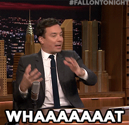 Jimmy Fallon rolls his eyes back shakes his hands and says whaaat in excitment