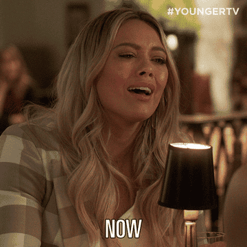 gif of Hilary Duff in &quot;Younger&quot; saying &quot;now&quot;