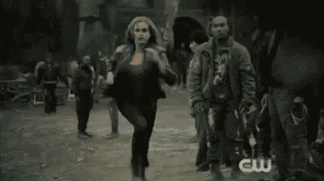 Clarke running to and them embracing Bellamy