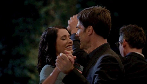 Hotch and Emily slow dancing and smily at each other