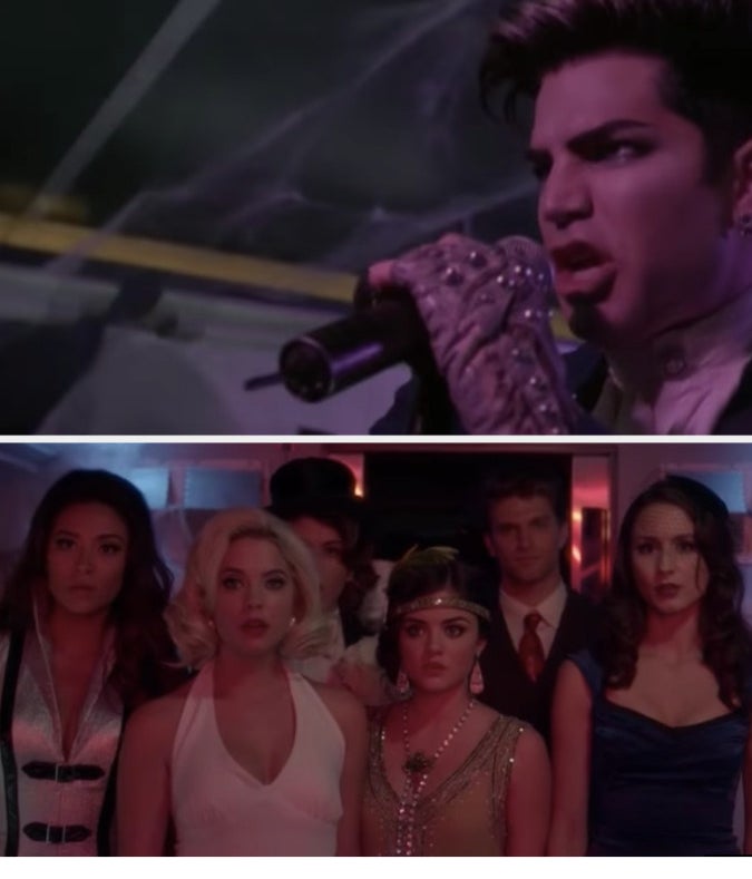 The liars watching Adam Lambert sing at the Halloween train party.