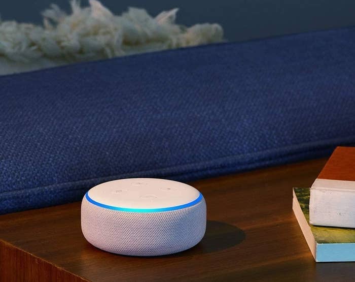 A smart speaker on a table