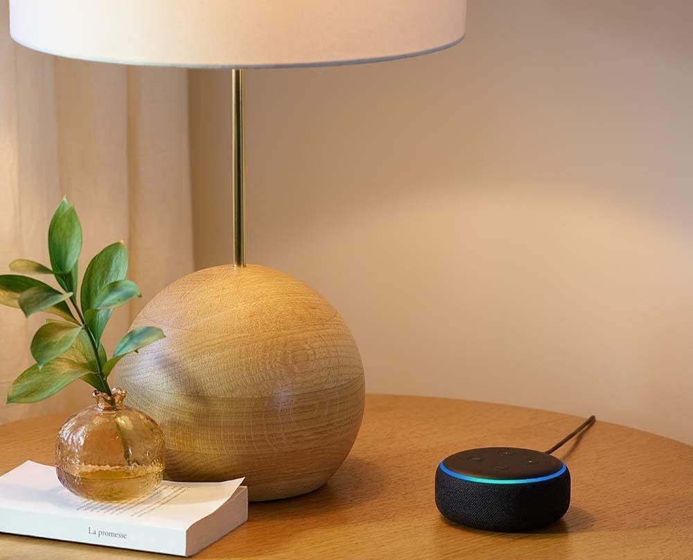 A smart speaker on a table