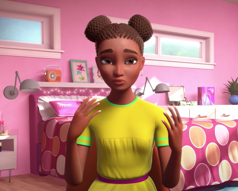 Nikki in Barbie&#x27;s room explaining her experiences with racism