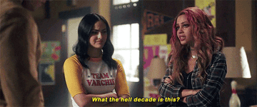 Toni to Veronica, who&#x27;s wearing a Team Varchie shirt: &quot;what the hell decade is this?&quot; 