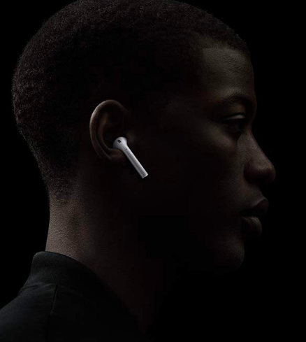 Person with AirPods in ears 