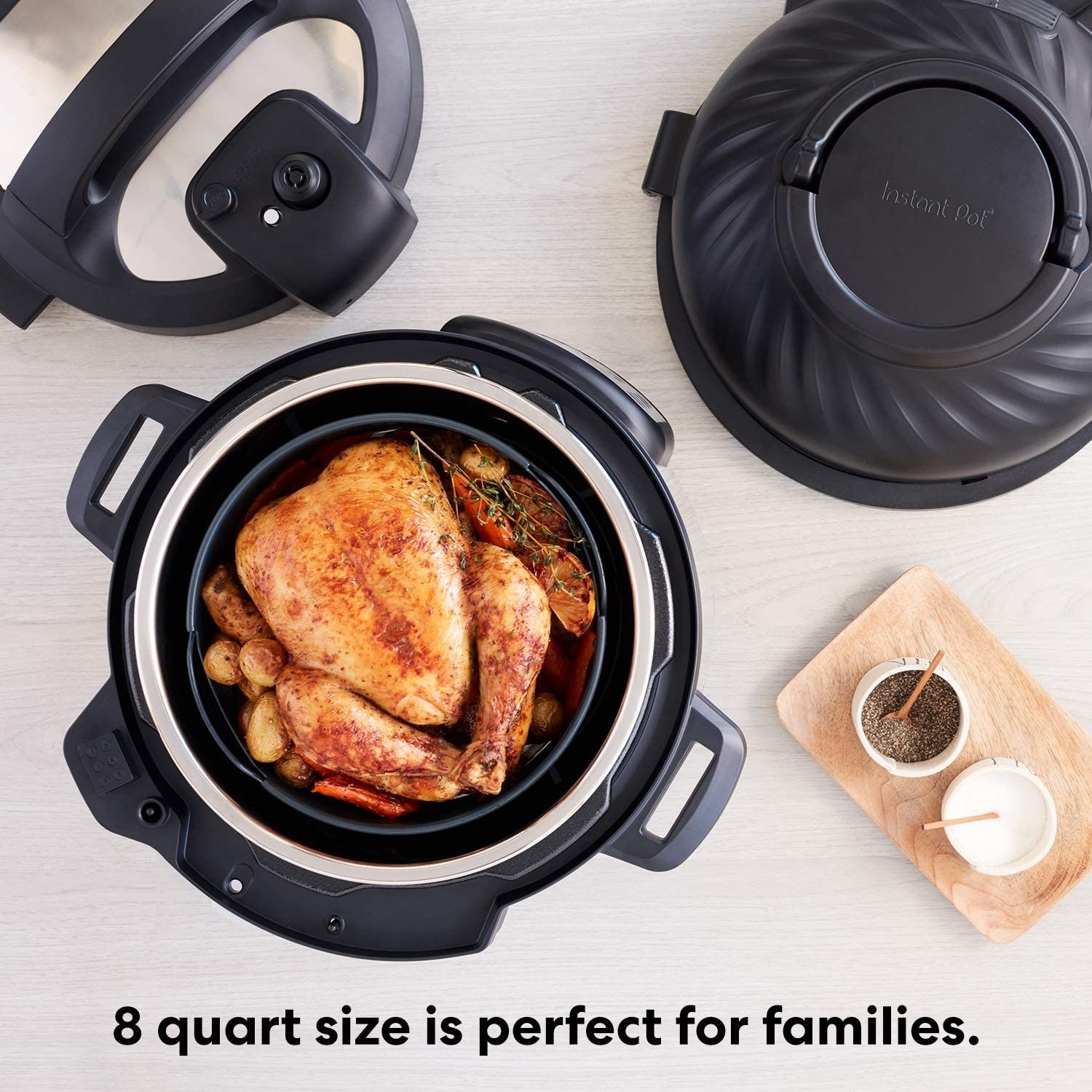 Instant Pot with a chicken in it