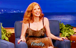 GIF of Jessica Chastain saying finally