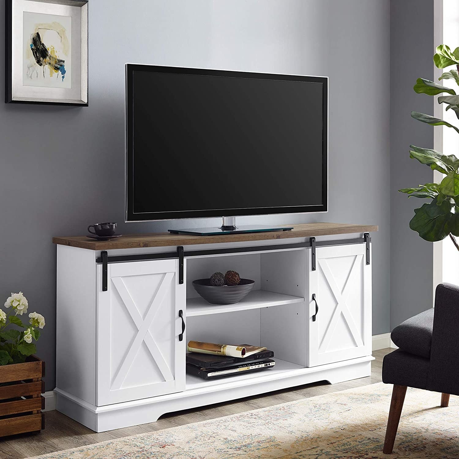 the white tv stand 