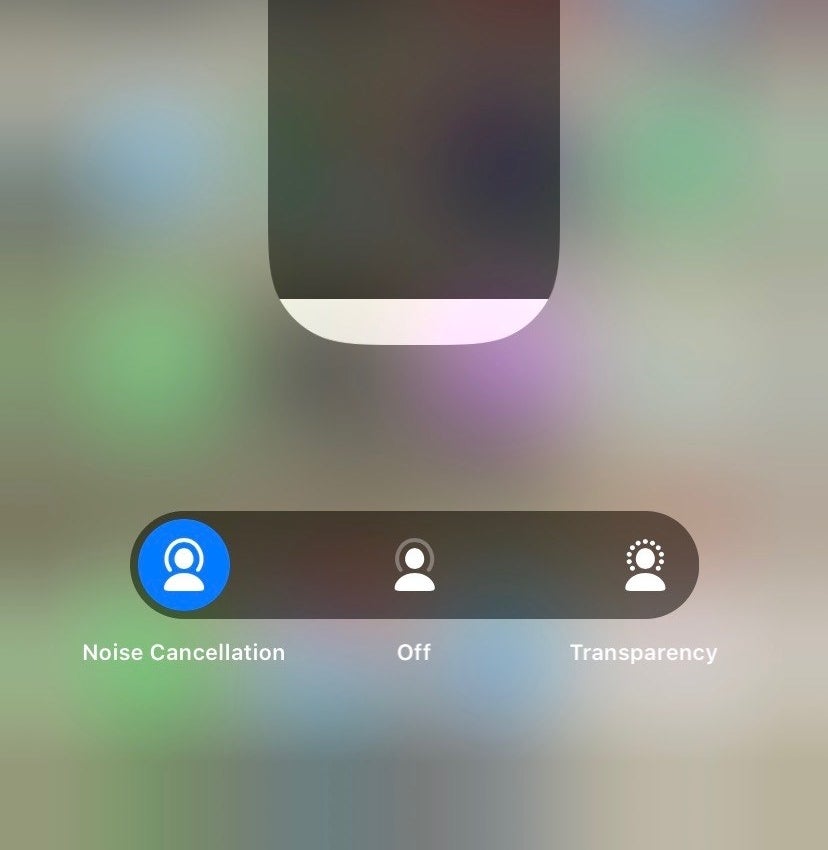 Screenshot showing the controls on the AirPods Pro 