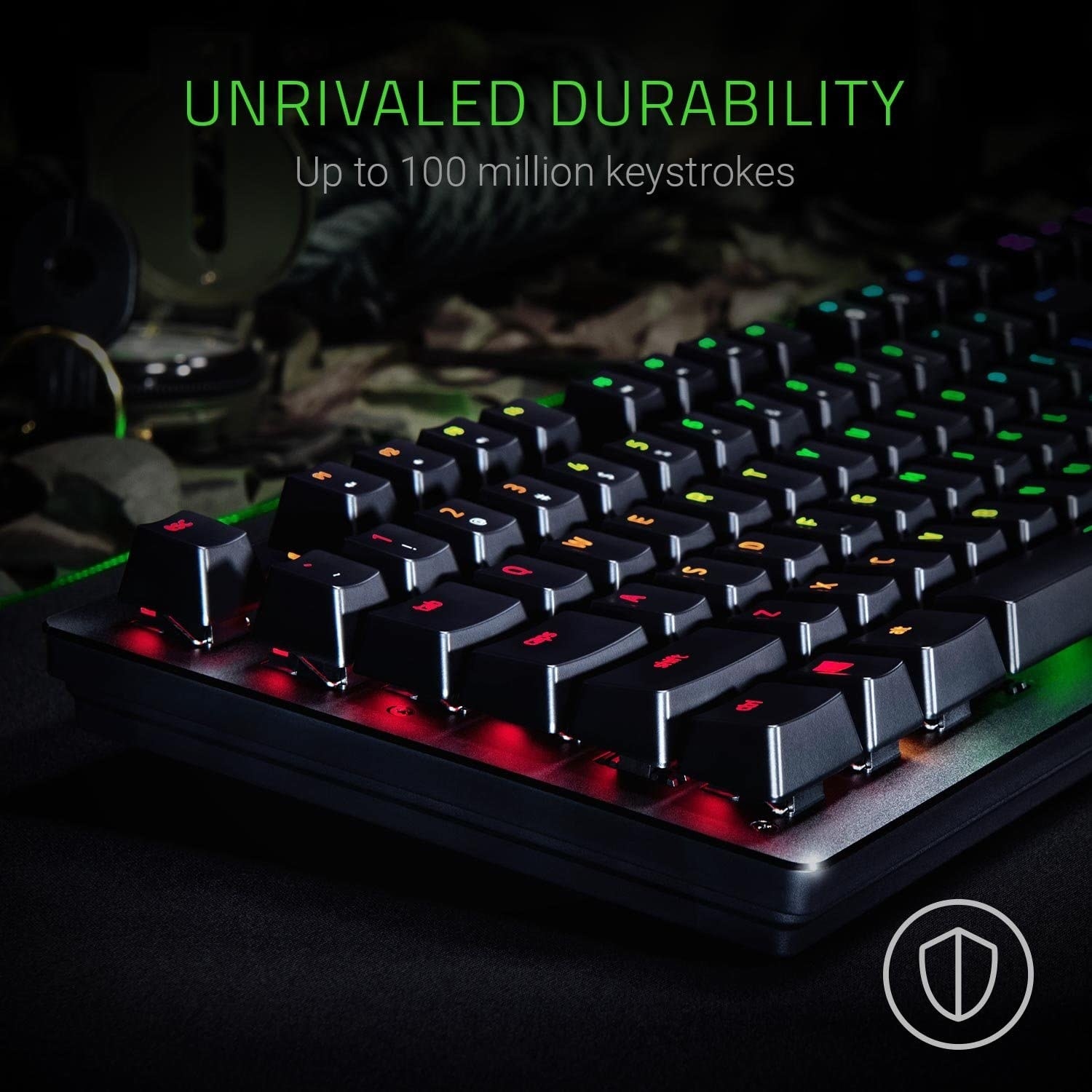 the black keyboard with rainbow backlighting