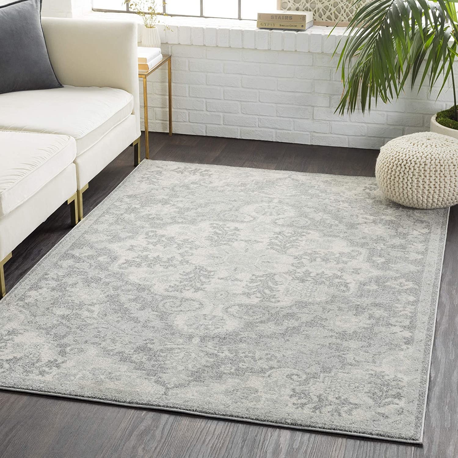 Charcoal colored area rug